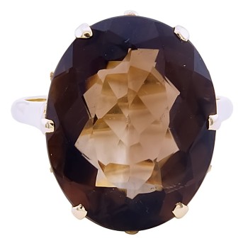 9ct Gold Smoky Quartz Ring size Q